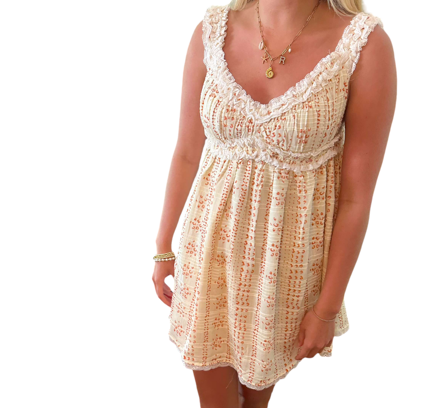 Chic Sunset Orange Lace Mini Dress