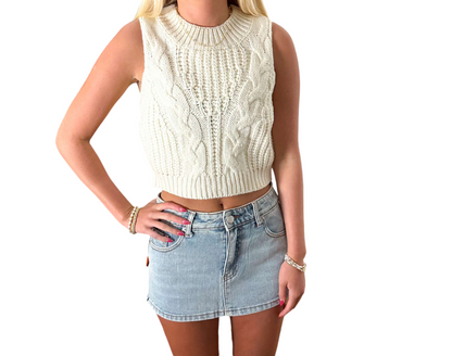 Creamy Cable Knit Charm: The Melissa Sweater Vest