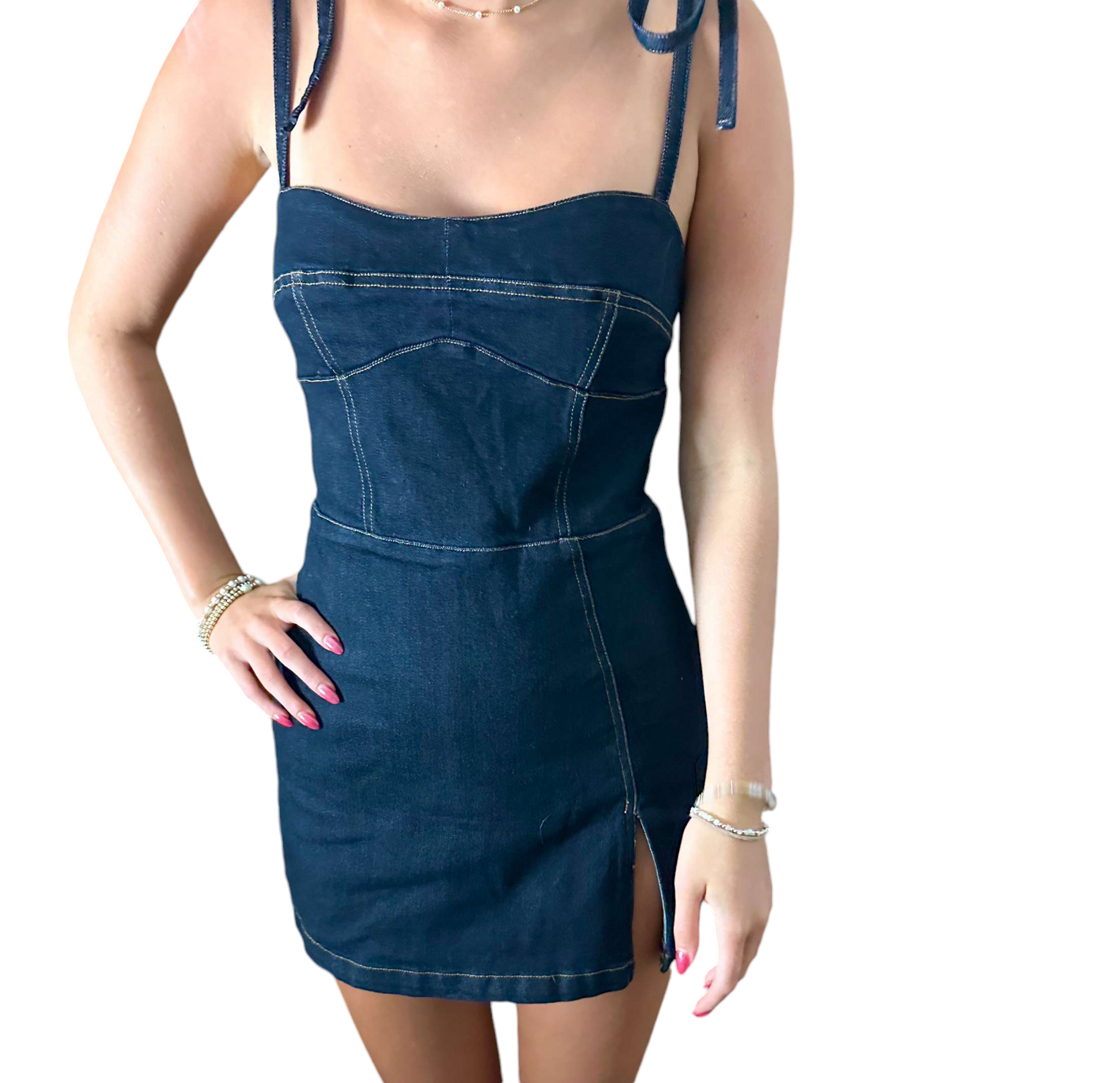 Denim Mini Dress with Side Slit & Built-In Shorts, Abigail Denim Dress Preppy Palette Boutique Denim Mini Dress with Side Slit & Built-In Shorts, Abigail Denim Dress Preppy Palette Boutique