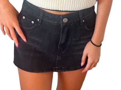 Dark denim skort