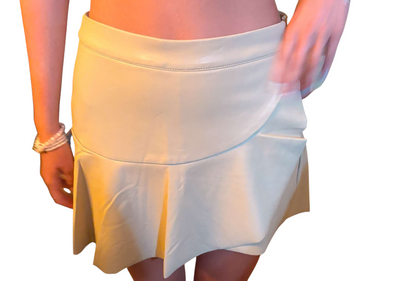 Cream Ruffled Faux Leather Skort by Sara